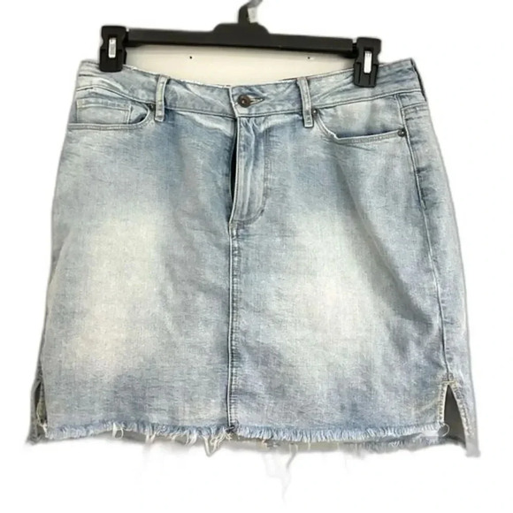 PAIGE High Rise Distressed Denim Mini Skirt Y2K Western Coastal Cowgirl size 30 - Picture 1 of 9